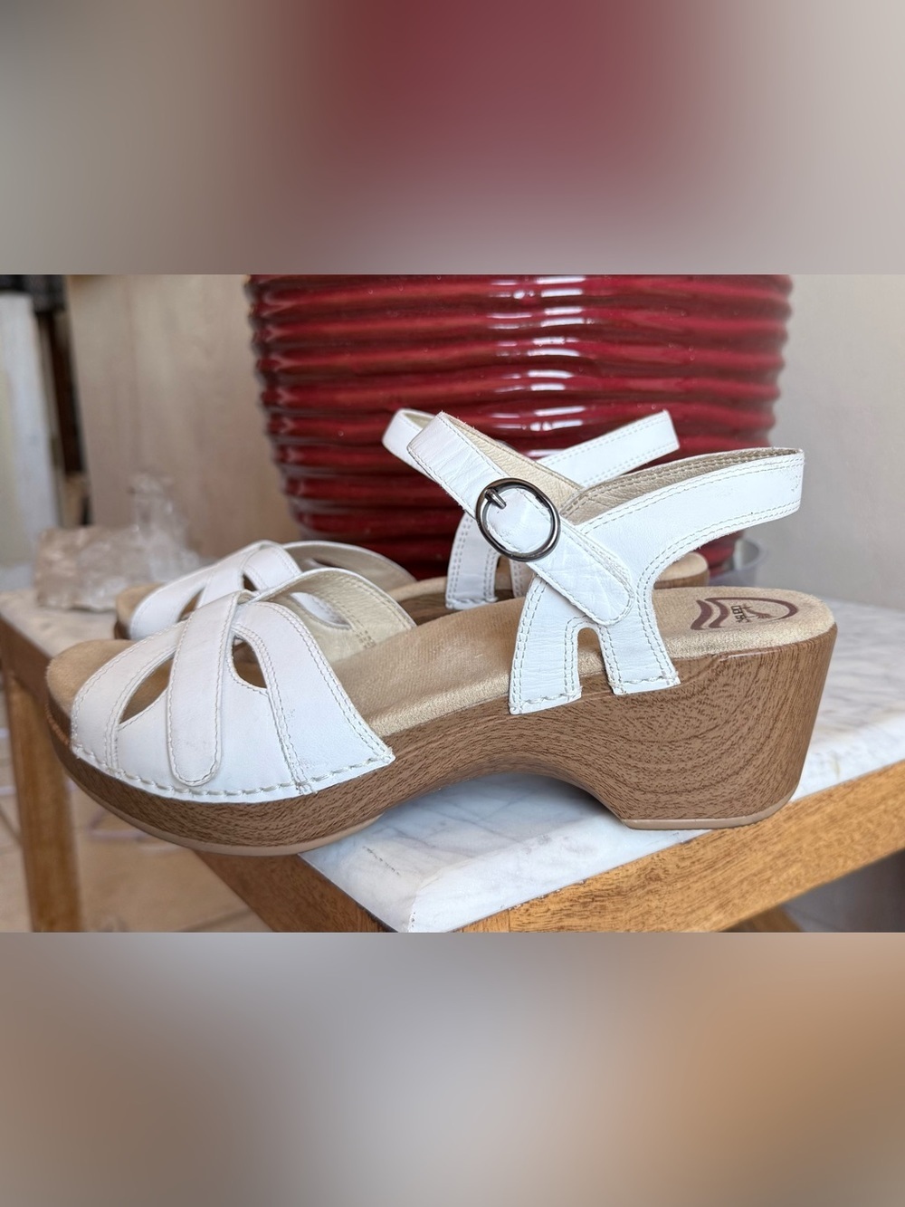 Dansko Season White Leather Sandals Adjustable Shoes Women’s EU 40 US 10 - Picture 5 of 14